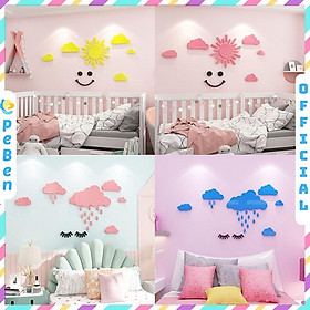 Mua Tranh dán tường mica 3d decor khổ lớn dán tường đám mây dễ thương