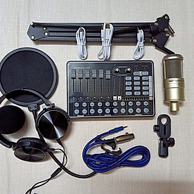 Mua Trọn bộ Live stream Sound H9 và micro AQTA AQ220 hàng chính hãng  đầy đủ phụ kiện kẹp bàn + màng lọc âm + tai nghe ốp