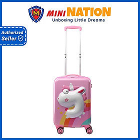 Vali Kéo Nhựa Cho Bé Gái BEDDYBEAR In Hình Dập Nổi 3D Kỳ Lân Unicorn Size Xách Tay 17 inch BJX-LV-001-KYLAN - Hành Chính Hãng