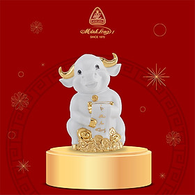 Trâu Hạnh Phúc Trang Trí Vàng 24K Gốm Sứ Minh Long