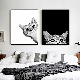 Bộ 2 Tranh Trang Trí 2 chú mèo - Tranh Canvas Treo Tường