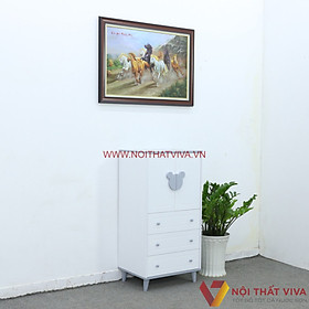 Mua Tủ Quần Áo Gỗ Trẻ Em Chân Cao 2 Cánh MDF Melamine Màu Trắng Phối Tím Đẹp
