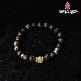 Vòng trầm sánh tròn 8mm phối đá thạch anh tóc vàng - Ngọc Quý Gemstones