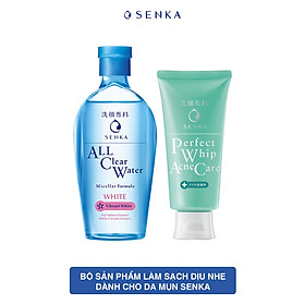 Bộ sản phẩm làm sạch dịu nhẹ dành cho da mụn Senka