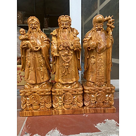 BỘ TƯỢNG PHẬT TAM ĐA PHÚC LỘC THỌ BẰNG GỖ HUYẾT LONG MỌNG DẦU ĐẸP LONG LANH KT CAO 40×13×11CM