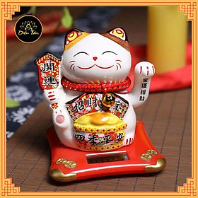 Mua Mèo thần tài may mắn vẫy tay năng lượng mặt trời gốm sứ cao cấp
