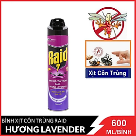 Chai xịt côn trùng RAID - Hương Lavender - Chai 600ml (Tặng thêm 100ml)