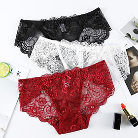Combo 3 Quần Lót Nữ Sexy Chất Liệu Vải Ren Cao Cấp Sang Trọng, Vải Thông Hơi, Thấm Hút Tốt, Co Giãn Đàn Hồi Tốt, Đồ Lót Nữ Cao Cấp Nhiều Màu – Hàng Chính Hãng Vinbuy