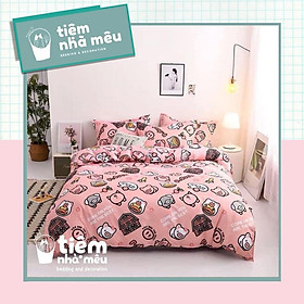 Bộ Chăn Ga Gối Cotton 3Dm6/m8/2m-Tiệm Nhà MêuSet 4 Món Drap Cotton 80% Hoạ Tiết Hoạt Hình Nhập Khẩp