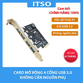 Card mở rộng 4 cổng USB 3.0 tốc độ cao không cần nguồn phụ