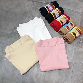 Áo giữ nhiệt nữ thu đông cổ lọ vải cotton co giãn nhiều màu lạ mắt