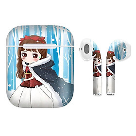 Mua Miếng dán skin chống bẩn cho tai nghe AirPods in hình Cô bé quàng khăn đỏ Chibi - Chib027 (bản không dây 1 và 2)