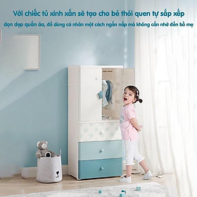 Mua Tủ quần áo cho em bé Kub chính hãng- 2 màu hồng - xanh- có sẵn