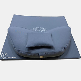 Mua Bồ đoàn ngồi thiền chữ V ruột vỏ đậu xanh  toạ cụ gập thêu sen vải pho