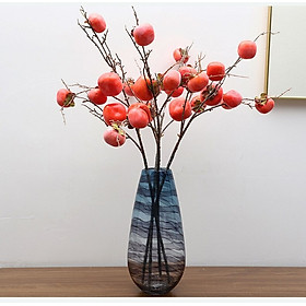 Mua Cành quả hồng giả - 1 cành dài 90cm - 7 quả - Cây giả  hoa lụa trang trí nhà cửa