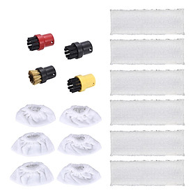 Steam Cleaner Round Brush Microfiber Cloth Pad for Hand & Floor Nozzle Kit Replacement for Karcher SC EasyFix Steam