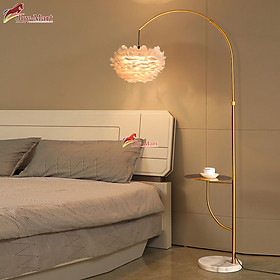 Mua Đèn Ngủ Cây Đứng - Đèn Đứng Lông Vũ Quý Phái Sang Trọng Thân Hợp Kim Mja Vàng  Có Bàn Đá Cao Cấp Để Đồ Tiện Lợi ML5116