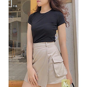 Chân váy kaki lệch túi hộp HS5