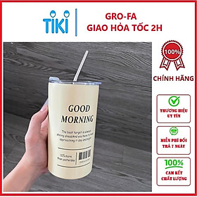 Ly , Cốc Giữ Nhiệt Inox GOOD MORNING Tặng Kèm Ống Hút Grofa - Hàng chính hãng 