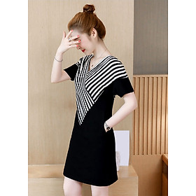 Đầm Suông Họa Tiết Phối Sọc - DS989