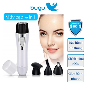 Máy Cạo Lông Toàn Thân Đa Năng Bugu BZ-3563B 4 In 1 Cạo Lông Mày Vùng Kín Mặt Nách Chân Tay Tỉa Lông Mũi - Hàng Chính Hãng - Trắng