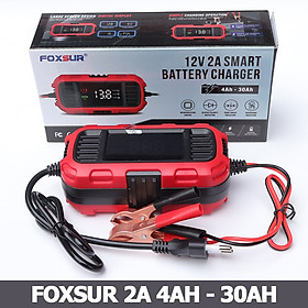 Sạc bình ắc quy Foxsur FBC1202E 12V 2A (4AH - 30AH) tự ngắt khi đầy