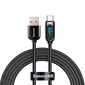 Cáp Sạc Nhanh Baseus Display Fast Charging Data Cable USB to Type-C 66W dùng cho Samsung,HTC,huawei, Xiaomi...- Hàng chính hãng