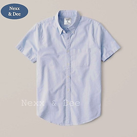 Áo sơ mi nam tay ngắn công sở Nexx & Dee vải oxford denim cao cấp trắng ND05