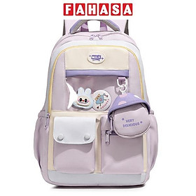 Ba Lô Thời Trang Kèm Huy Hiệu Hoạt Hình - Omaska 9628# - Màu Tím