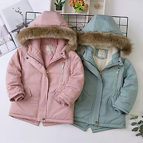 Áo khoác Parka lót lông cừu bé gái 4-14 tuổi