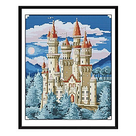 Stamped Cross Stitch Kit, Wonderland Castles Patterns, Cross Stitch Needlework, DIY Indoor Decorations or Wall Paintings