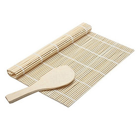 Mua Bộ dụng cụ cuộn sushi bằng tre-Chiếu cuộn sushi Nhật BảnMakisu – Thảm tre cuộn sushi- Bộ làm sushi tại nhà mini- Bộ cuộn sushi kèm muỗng gỗ-  Dụng cụ làm sushi handmade