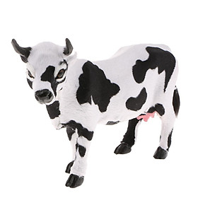 Standing Cow White and Black Decorative Garden Ornament Statue - 10cm