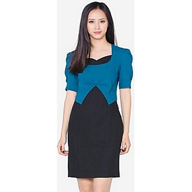 Đầm tay ngắn phối nơ ngực The One Fashion DDY1621XDE