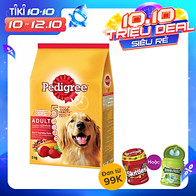 Thức ăn chó Pedigree vị thịt bò & rau củ túi 3kg