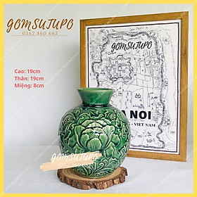 Mua Lọ Hoa Bình hoa Vân Nổi - Men Xanh Ngọc Lục Bảo - Bình Gốm - Gốm Sứ Bát Tràng