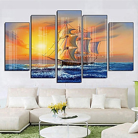 Mua Tranh Tráng Gương Cao Cấp Treo Tường Hiện Đại _ Tranh Bộ 5 Thuận Buồm Xuôi Gió