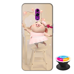 Ốp lưng điện thoại Oppo Reno hình Heo Con Mặc Váy tặng kèm giá đỡ điện thoại iCase xinh xắn - Hàng chính hãng