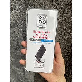 Ốp lưng silicon cho Xiaomi Redmi Note 9S/ Note 9 Pr/ Note 9 Pro Max - chống sốc gờ cao 4 góc trong suốt