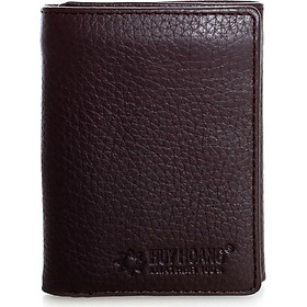 Túi unisex da bò Huy Hoàng 3 gấp loại nhỏ màu