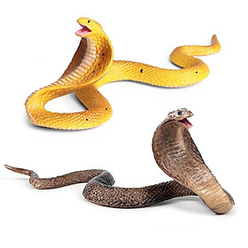 2pcs Rắn giả Đồ chơi đồ chơi mềm cao su mềm -Hình ảnh Vườn Snake Birds Scare Squirrel Cobra Snake Đồ chơi số liệu giảm căng thẳng Đồ chơi Halloween String đạo cụ (Cobra)