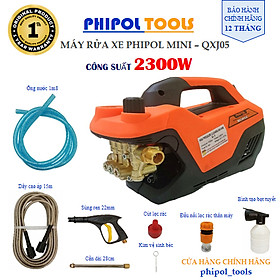 Máy rửa xe lõi đồng công suất 2300W PHIPOL TOOLS QXJ05 tặng kèm nhiều phụ kiện - Hàng Chính Hãng