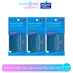 Combo 3 Giấy Thấm Dầu Mayan Than Hoạt Tính (100 Tờ)