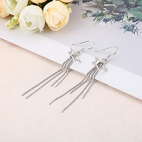 Bông tai mix sao năm cánh thả sợi tua rua cực chất