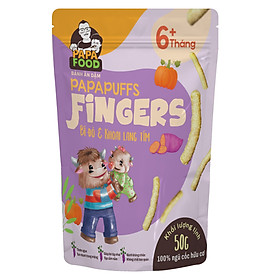 BÁNH ĂN DẶM PAPAFOOD PAPAPUFFS - FINGERS VỊ BÍ ĐỎ VÀ KHOAI LANG TÍM - 100% NGŨ CỐC HỮU CƠ 