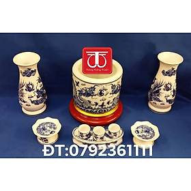 Mua BỘ BÁT HƯƠNG VẼ RỒNG (ĐK BÁT: 14 16 18 20) ĐẾ GỖ SƠN SON THẾP VÀNG