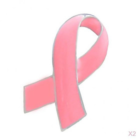 2Pcs Pink Enamel Ribbon Brooches  Cancer Awareness Lapel Pin Corsage