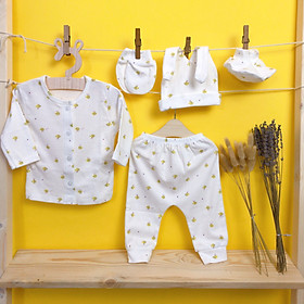 Set quần áo sơ sinh quần lưng thun đáy đũng chất thun cotton dành cho bé sơ sinh 0-3 tháng