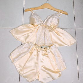Đồ ngủ 2 dây️ FREE SHIP ️ Đồ ngủ nữ có mút, dây áo thâu được, đính nơ ngực và viền ren, kiểu sexy, DN28