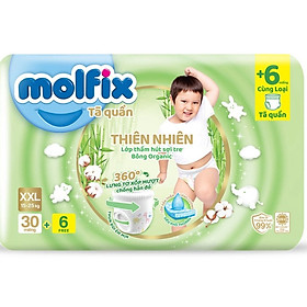 Tã bỉm quần Molfix Thiên nhiên Ultra XXL30 15kg - 25kg - Gói 30 miếng